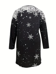 Christmas Casual Dress Women's Plus Graphic & Snowflake Print