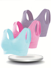 3pcs Wireless Sports Bras Comfy & Breathable Workout Tank Bra