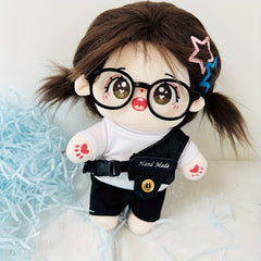 20Cm Doll Clothes Pants Vest Set Collar Shoes Glasses for 20Cm Plush Doll