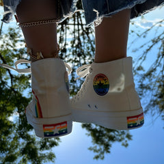 Women's Rainbow Pattern Canvas Mid Top Sneakers