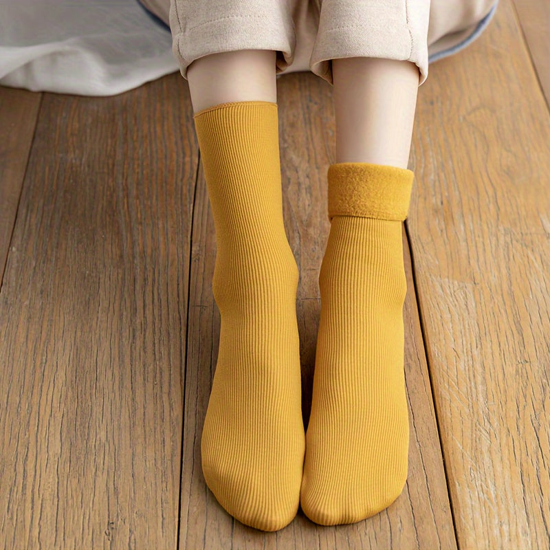 5 Pairs Winter Warm Socks Thick Snow Socks Solid Thermal Unisex Cold Weather