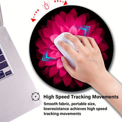 Pink Lotus Flower Textured Mouse Pad Non Slip Rubber Base