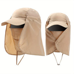 Quick Drying Sun Hat Detachable Neck Flap Mask Lightweight Baseball Cap
