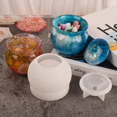 Silicone Jar Resin Molds with Lid - DIY Jewelry Storage Box Epoxy Molds