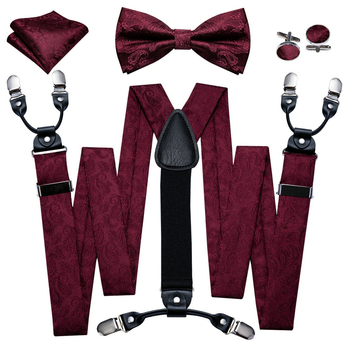 Barry Wang Men's Suspenders & Bowtie Set for Wedding Party Prom