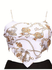 Graphic Print Bikini Bandana Top Women's Plus High Stretch Cami