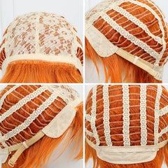 Short Orange Curly Anime Cosplay Wig Heat Resistant Synthetic Hair