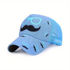 Embroidered Beard Multicolor Baseball Cap Summer Net Cap