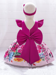 2pcs Baby Girls Floral Graphic Print Princess Dress Set