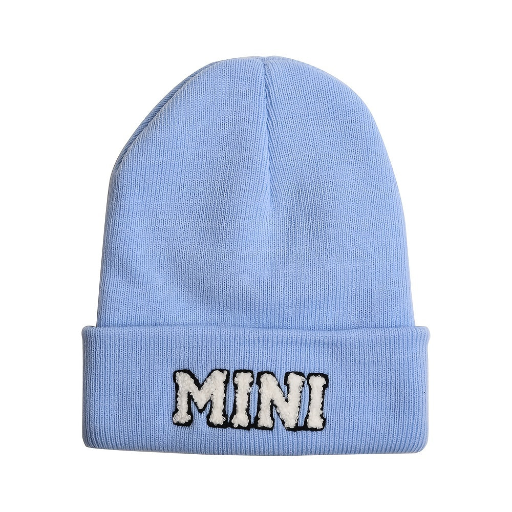 Boys Knitted Hat Soft Letter Embroidery Elastic Kids Beanie