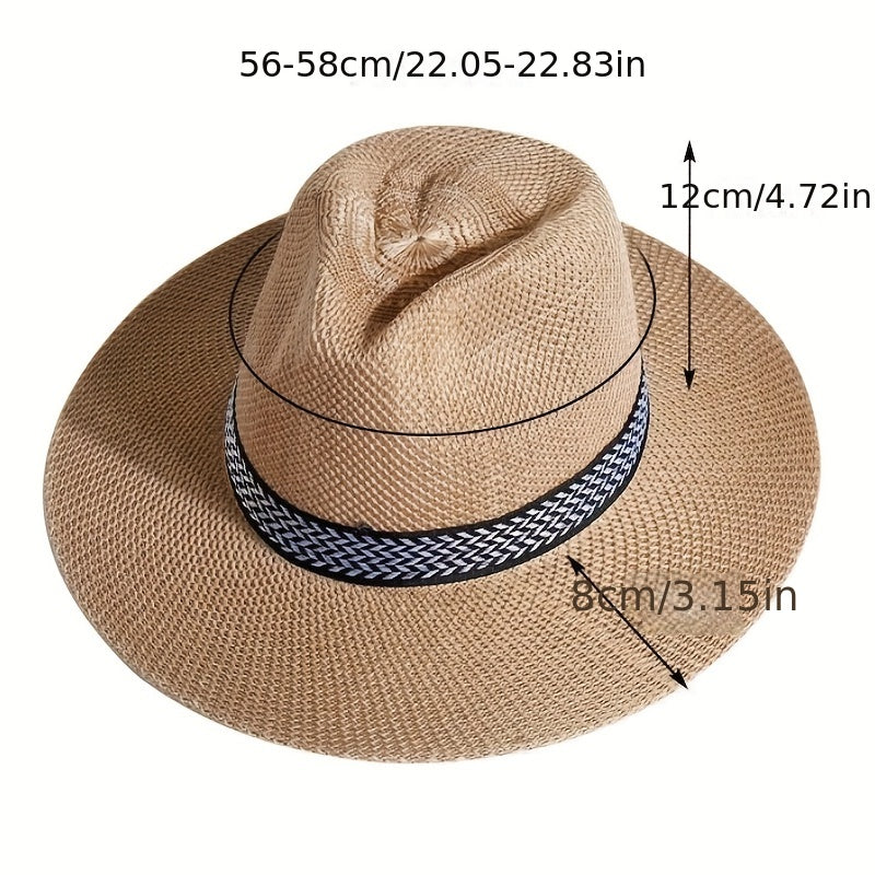 Men's Summer Straw Sun Hat Middle-aged Fisherman Breathable Sunscreen Hat