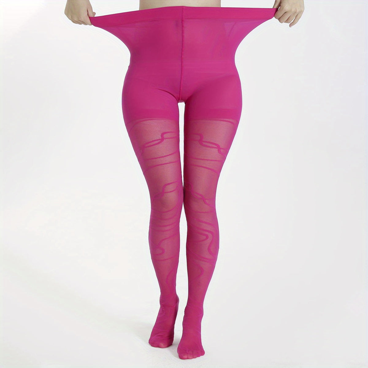 Women's Plus Jacquard 40 Denier High Rise Pantyhose