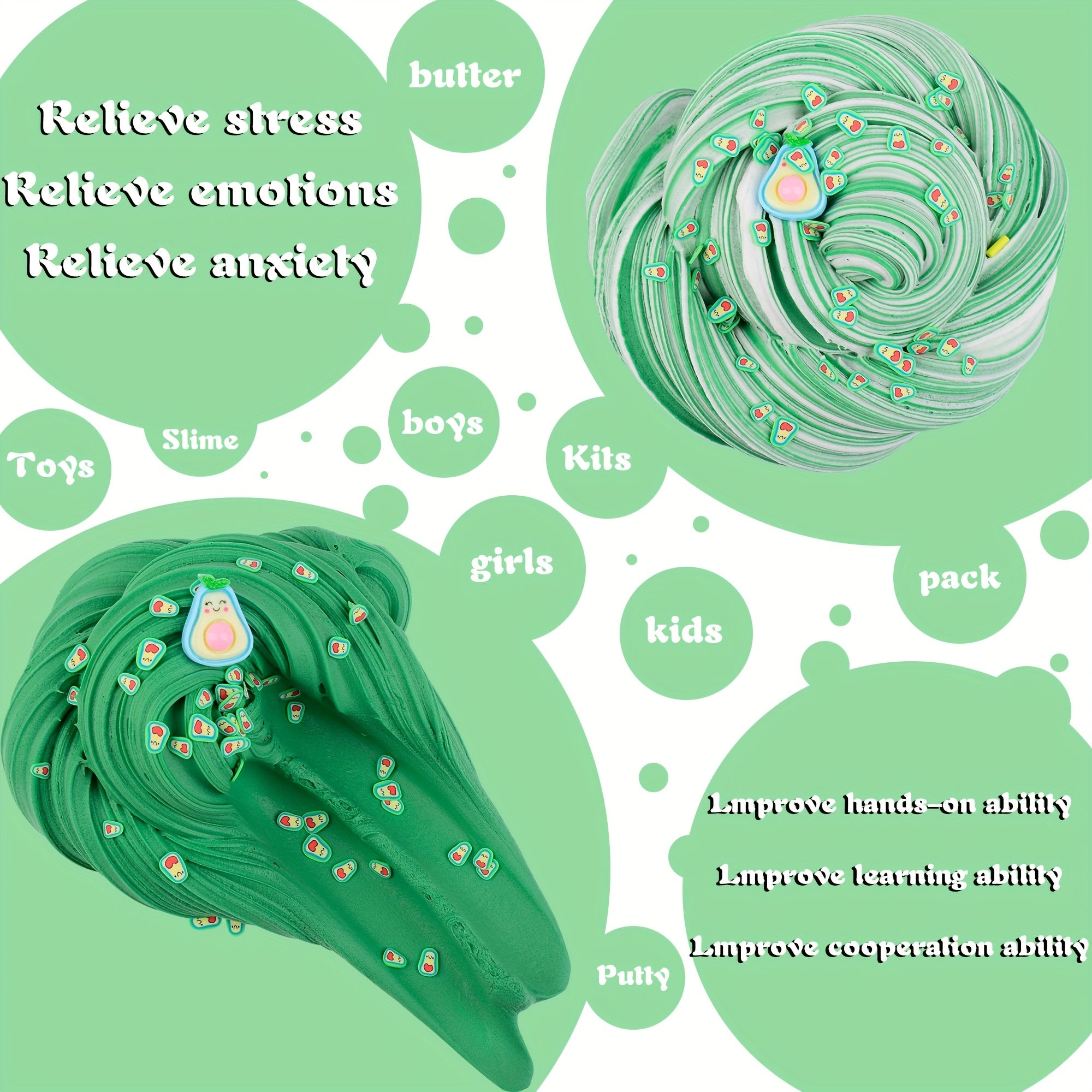 2pcs Butter Slime Kit Set Scents Dual Colors Slime Putty Soft & Non Sticky