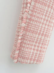 Gingham Crop Blazer V neck Long Sleeve
