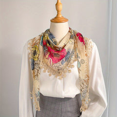 Lace Triangle Shawl Thin Fringed Scarf Sunscreen Casual Wrap