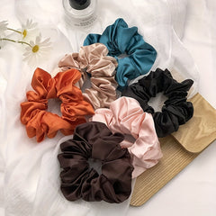 Satin Solid Scrunchies Hair Tie Sweet Style For Women Girls