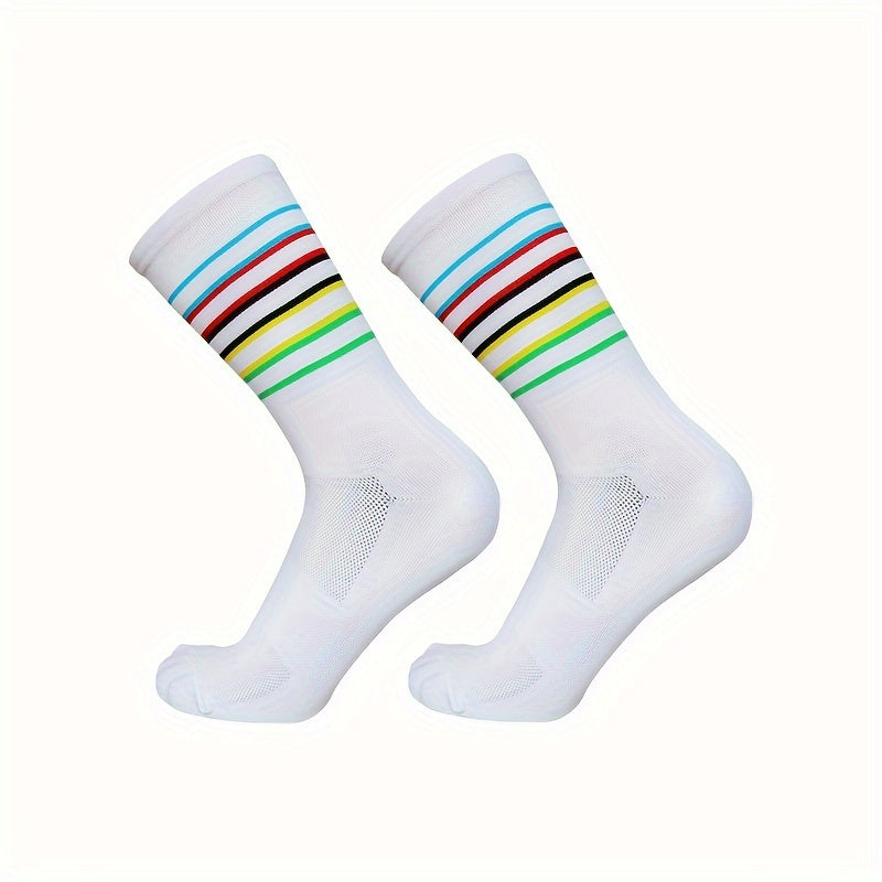 Striped Cycling Socks Men Women Outdoor Sports Running Socks