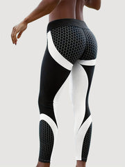 Honeycomb Print Yoga Leggings Ruched Butt Lift High Waist Pants