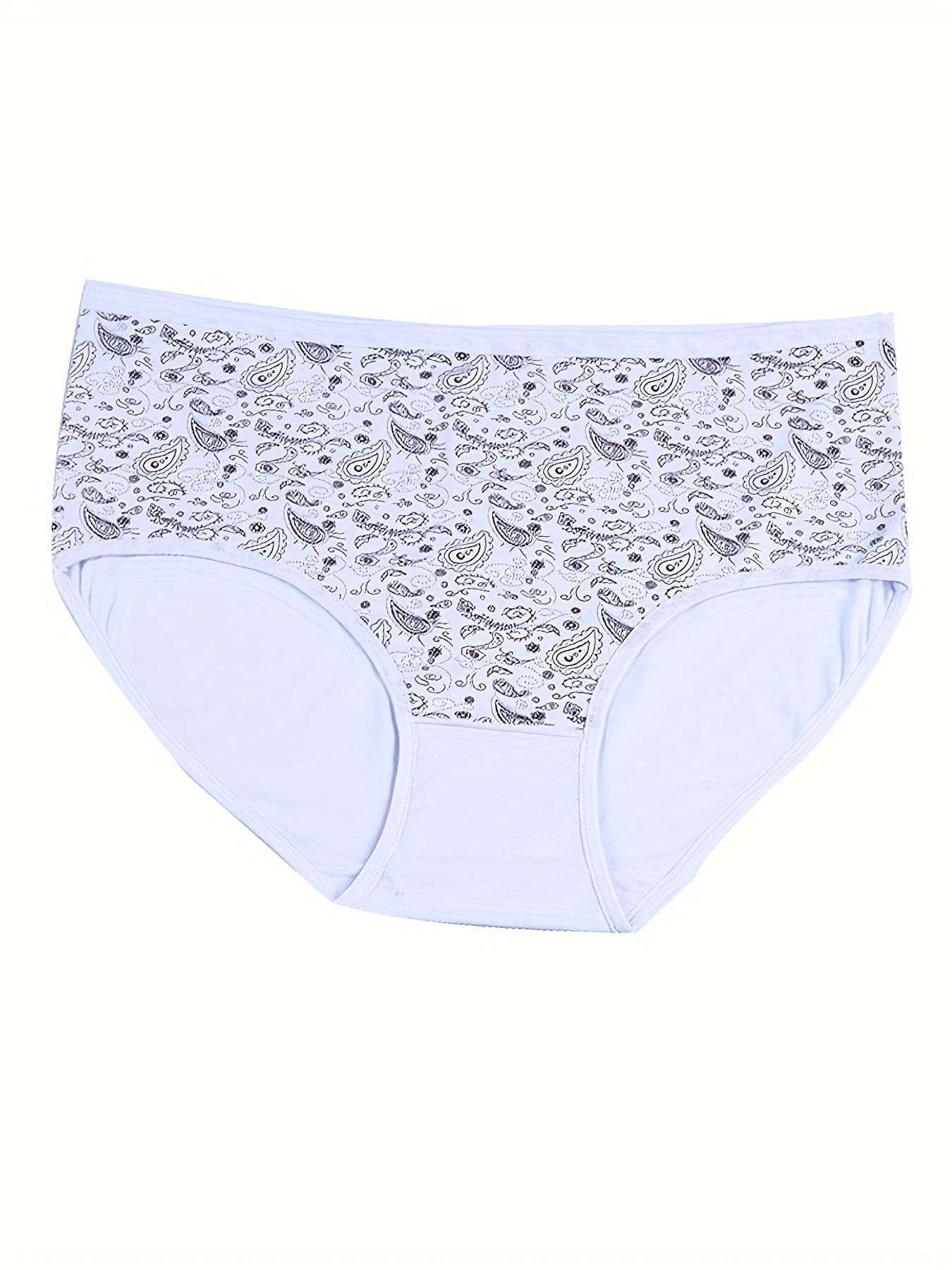 4 Pack Plus Size Boho Panties Set Women's Plus Paisley Print Underwear