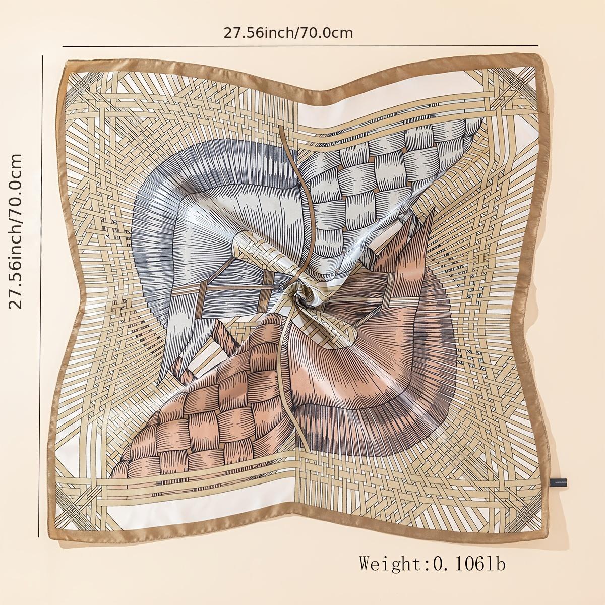 Square Bandana Two Tone Geometric Pattern Lightweight Scarf For Women