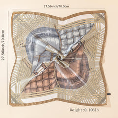 Square Bandana Two Tone Geometric Pattern Lightweight Scarf For Women