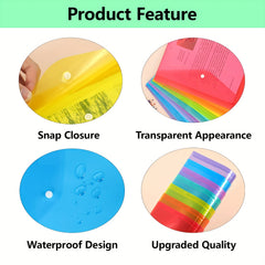 50pcs 8 Colors A4 Plastic Envelopes Set for Document Organization
