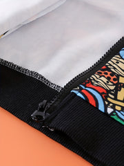 Boys Cartoon Character Jacket Long Sleeves Zipper Stand Collar