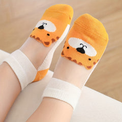 5 Pairs Kids Cartoon Animal Print Low Cut Ankle Socks