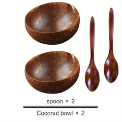 6pcs Coconut Bowl And Spoon Set - Natural Coconut Shell Bowl Food Container