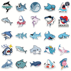 50pcs Cartoon Shark Stickers for Learning and Play