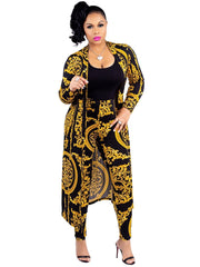 Long Jacket Set High Waist Leggings 2pcs Outfits