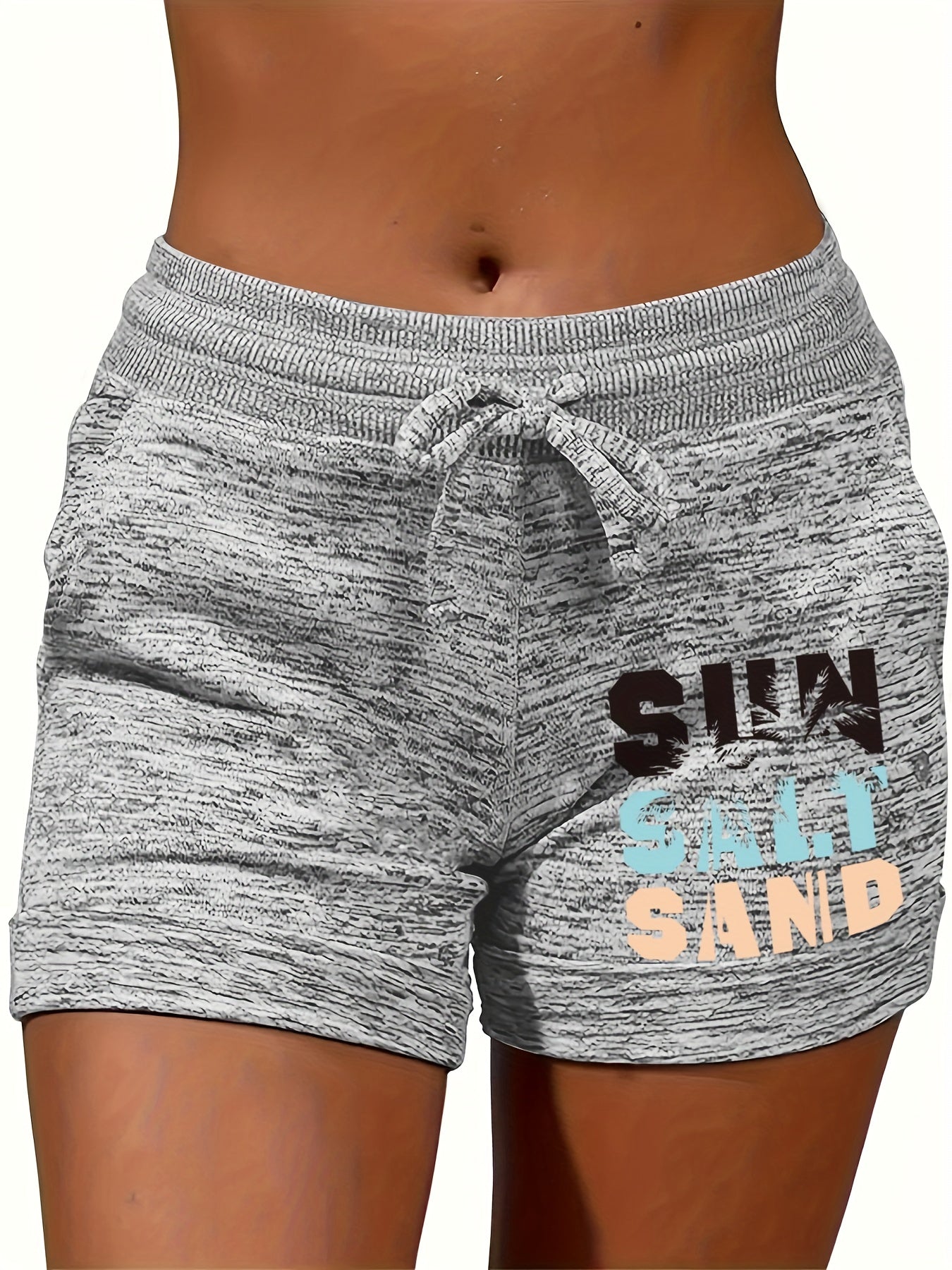 Sun Salt Sand Print Drawstring Shorts for Women