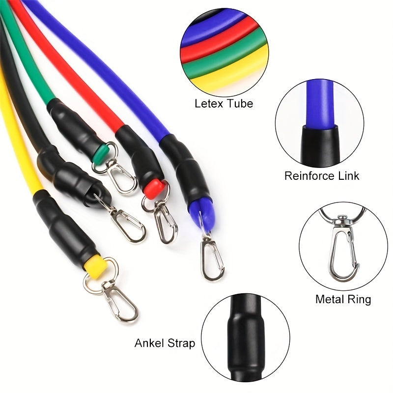 11pcs TPE Resistance Bands Set with Door Anchor and Handles