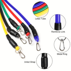 11pcs TPE Resistance Bands Set with Door Anchor and Handles