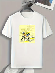 Cycling Pattern Print Men's Sports T-shirt - Summer Fitness Clothes