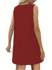 Solid Square Neck Stretch Tank Dress