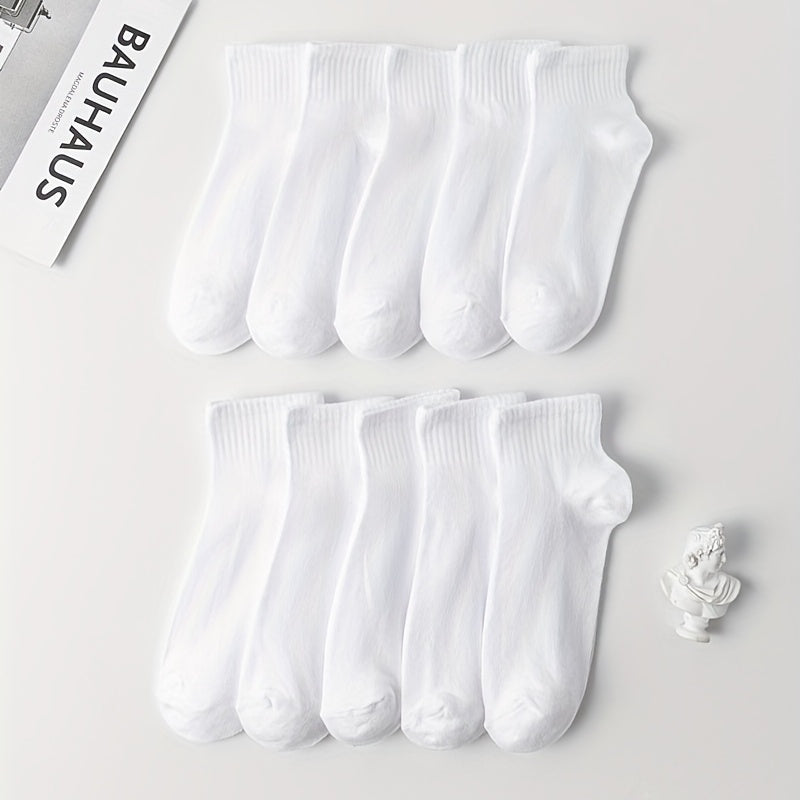 10 Pairs Women's Comfy Breathable Solid Socks All-match Stockings