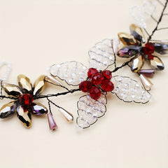 Crystal Bead Decor Hair Band Braided Headband Bridal Wedding Hair Accessory