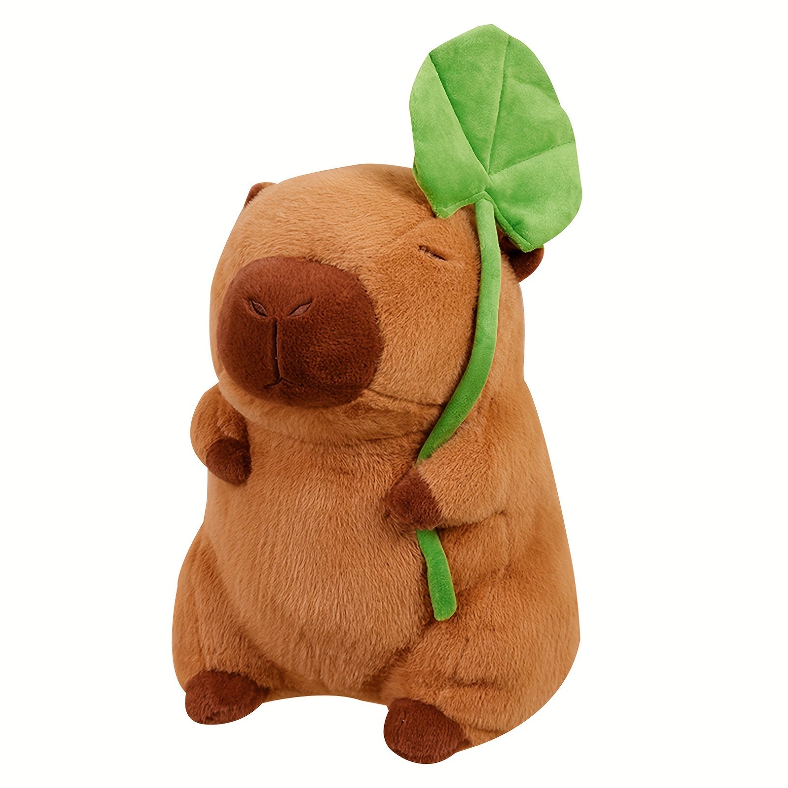 Capybara Plush Toy with Lotus Leaf Hat Stuffed Animal
