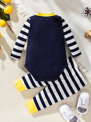 Deer Pattern Romper Striped Pants Set Baby Layette