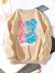 Women's Cartoon Graphic Crew Neck Sweatshirt Long Sleeve Pullover