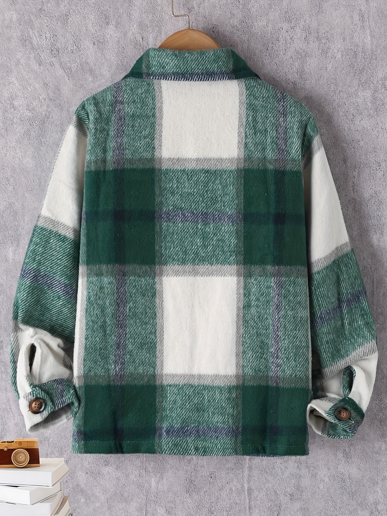 Girls Casual Plaid Button Down Jacket for Spring Fall