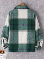 Girls Casual Plaid Button Down Jacket for Spring Fall