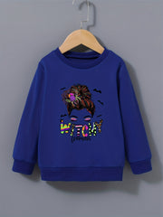 Halloween Girls Witchy Woman Graphic Sweatshirt Costume Party Kids Pullover