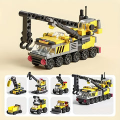 6-in-1 Mechanical Crane Building Blocks Toy for Kids 6-12