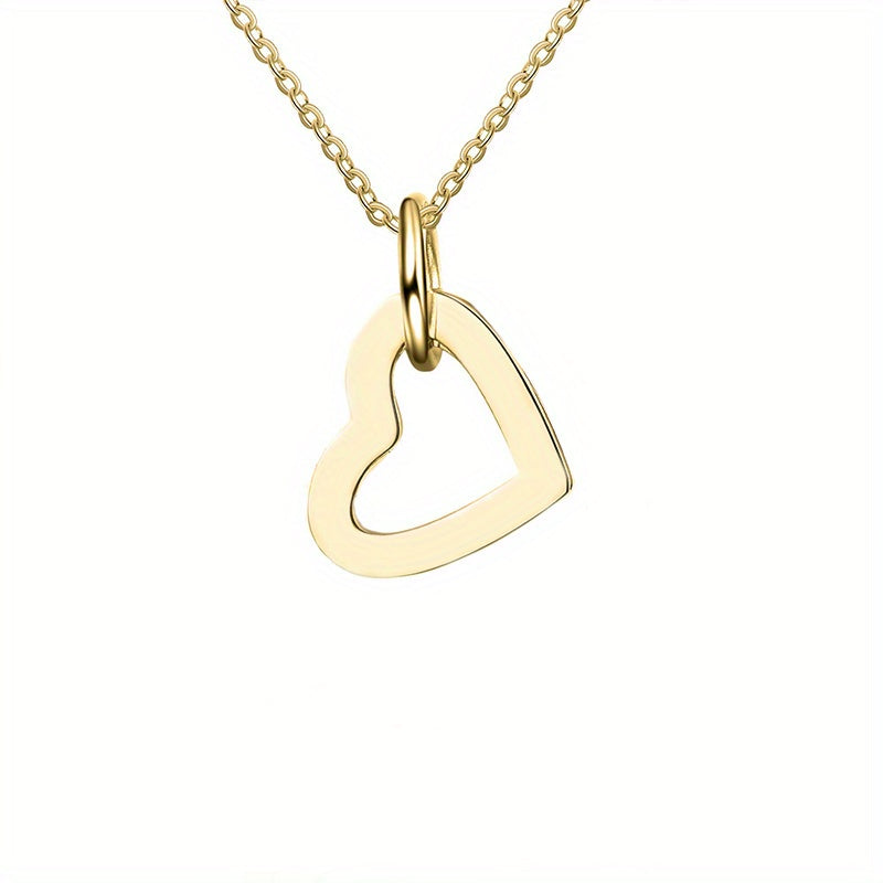 Personalized Heart Shaped Women's Necklace with Carved Name Letter