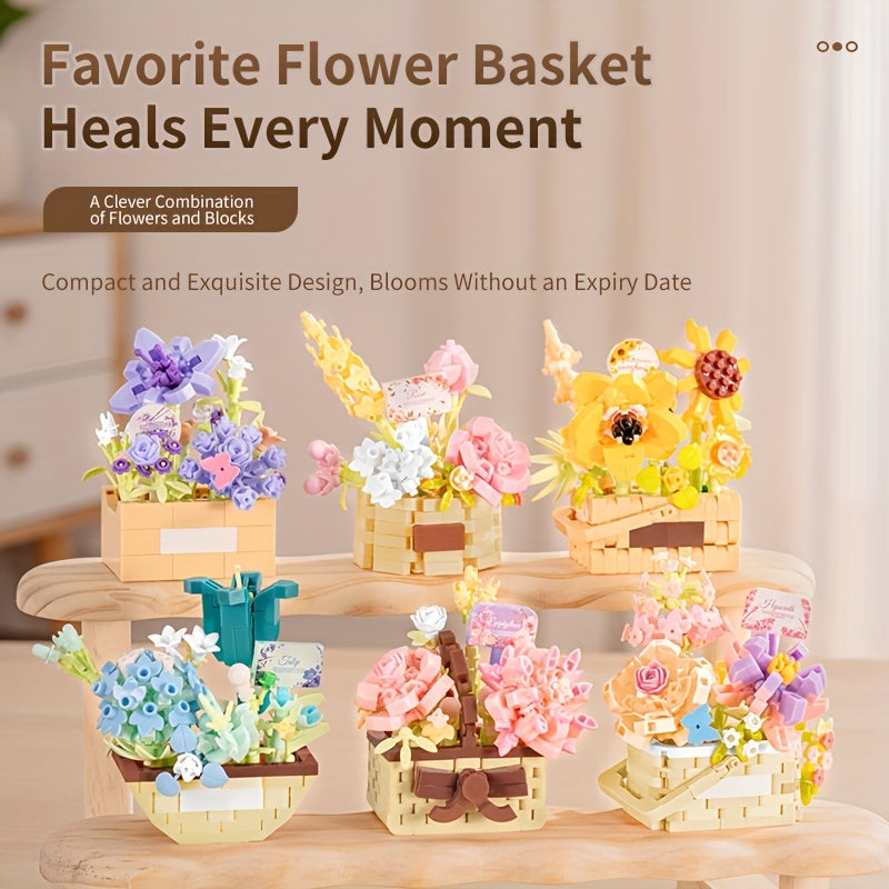 Eternal Flower Building Blocks Succulent & Rose Bouquet Arrangement Home Decor