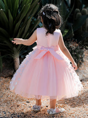 Girls Butterfly Decor Sleeveless Mesh Princess Dress
