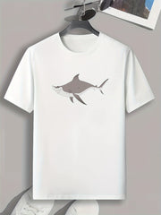 Cartoon Shark Pattern Print Men's Comfy Sports T shirt