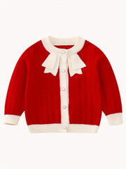 Baby Girls Button Round Neck Sweater Cardigan for Spring Autumn